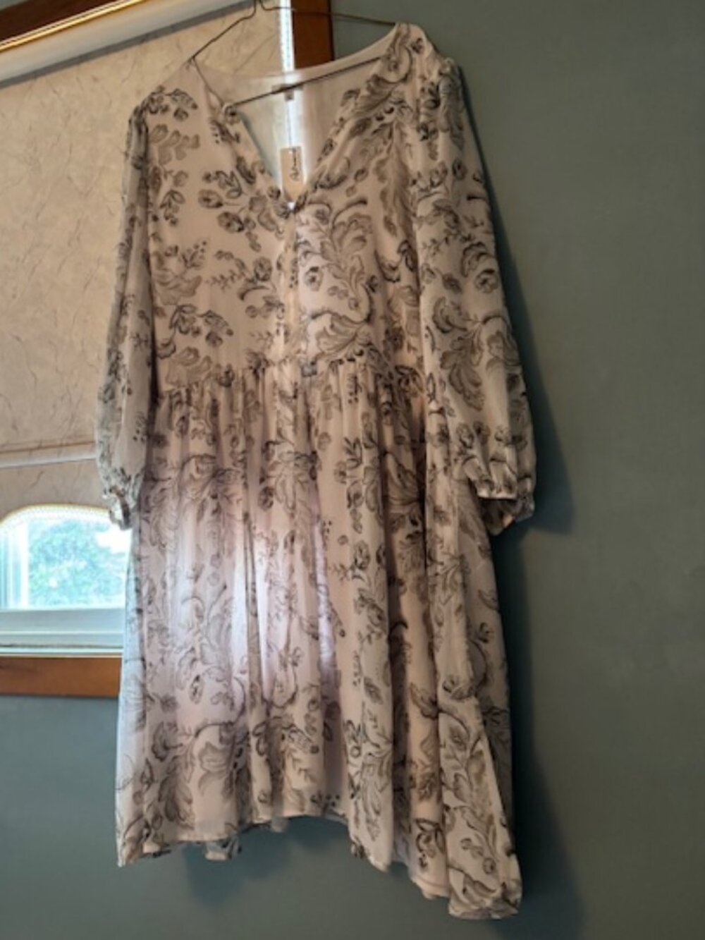 Reitmans Boho Floral Tiered Dress Beige Black Peasant Style Ladies Sz XXL - NWT